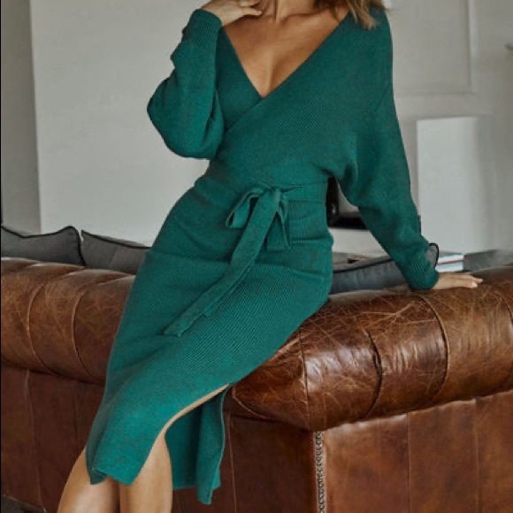 Dresses & Skirts - Knit Midi Dress Forest Green